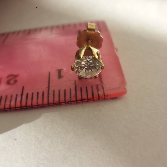 2 Carat CZ 14K Gold Stud Earrings - Picture 6 of 15